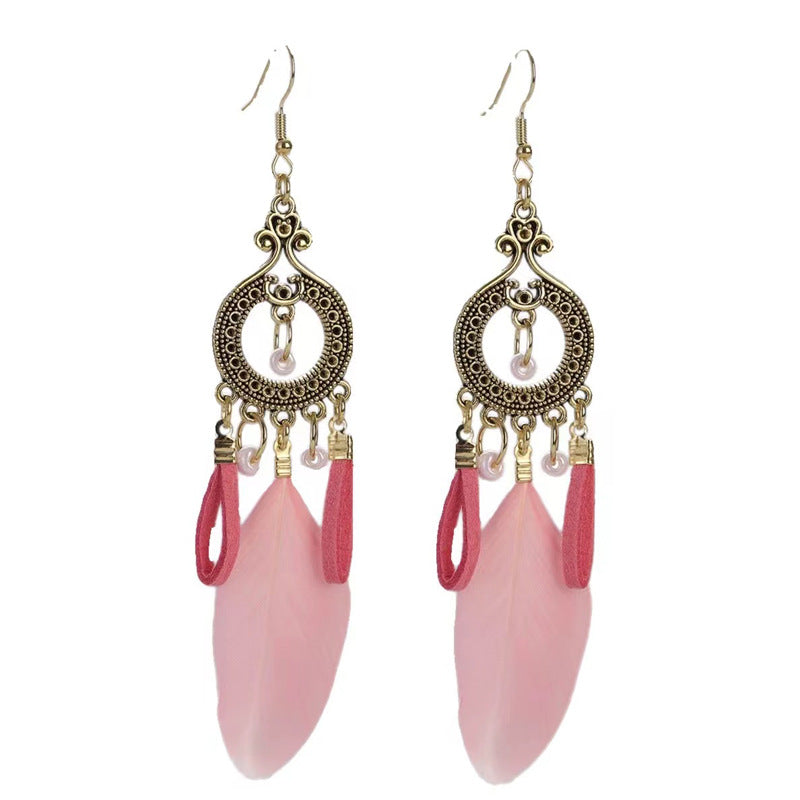 Wholesale Bohemian Tassel Ethnic Style Long Earrings